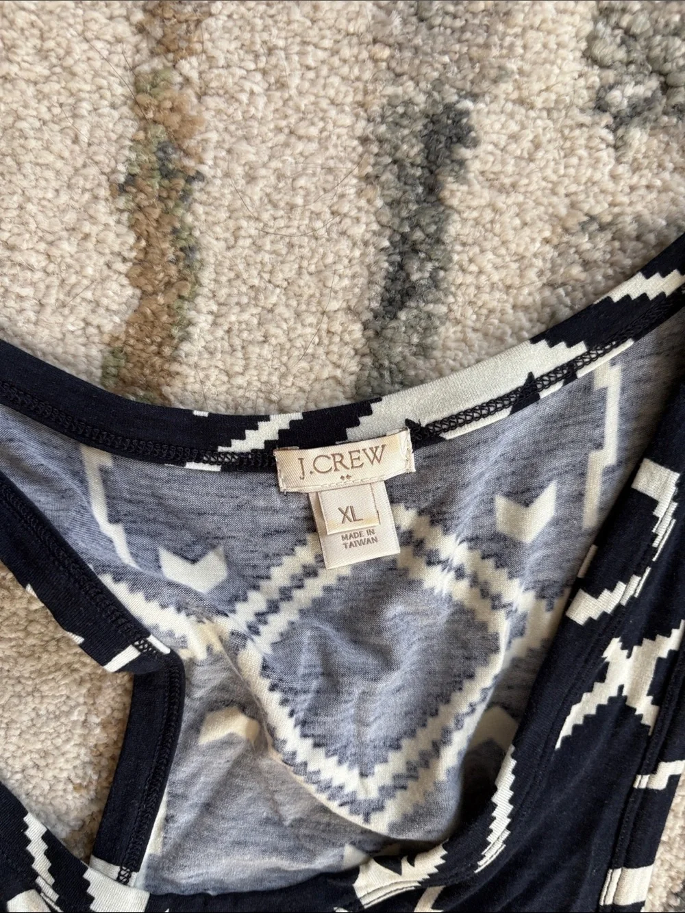 J. Crew Navy and White Geometric Racerback Maxi Dress
